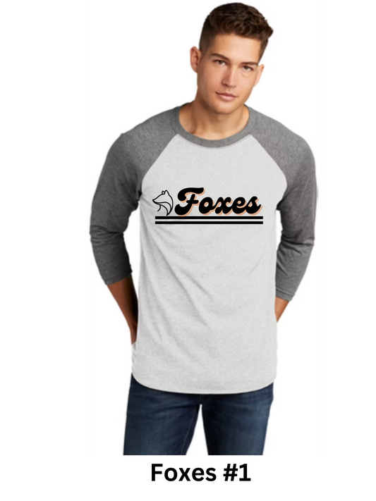 Foxes Baseball Tees (Adult Sizes)