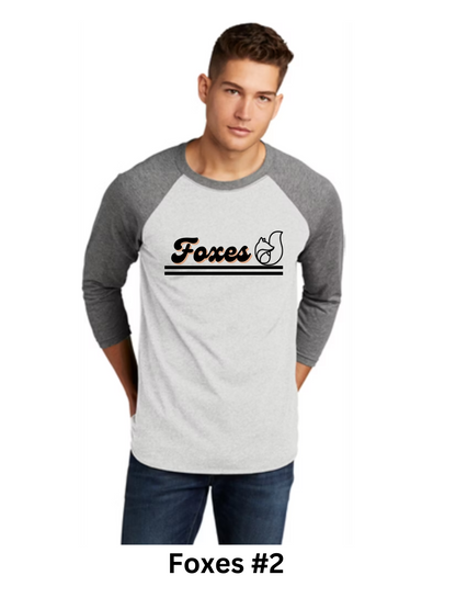 Foxes Baseball Tees (Adult Sizes)