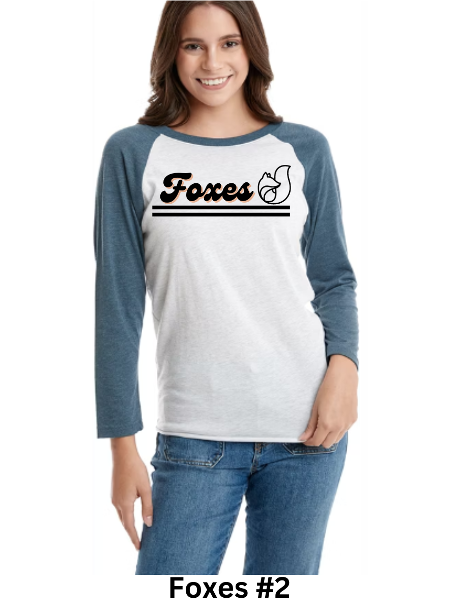 Foxes Baseball Tees (Adult Sizes)